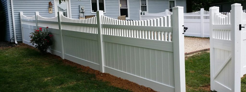 Top Privacy Fence Installation Tips for Chester, PA Homes 4 Integrous white vinyl privacy fence with concaved spindle top and gate